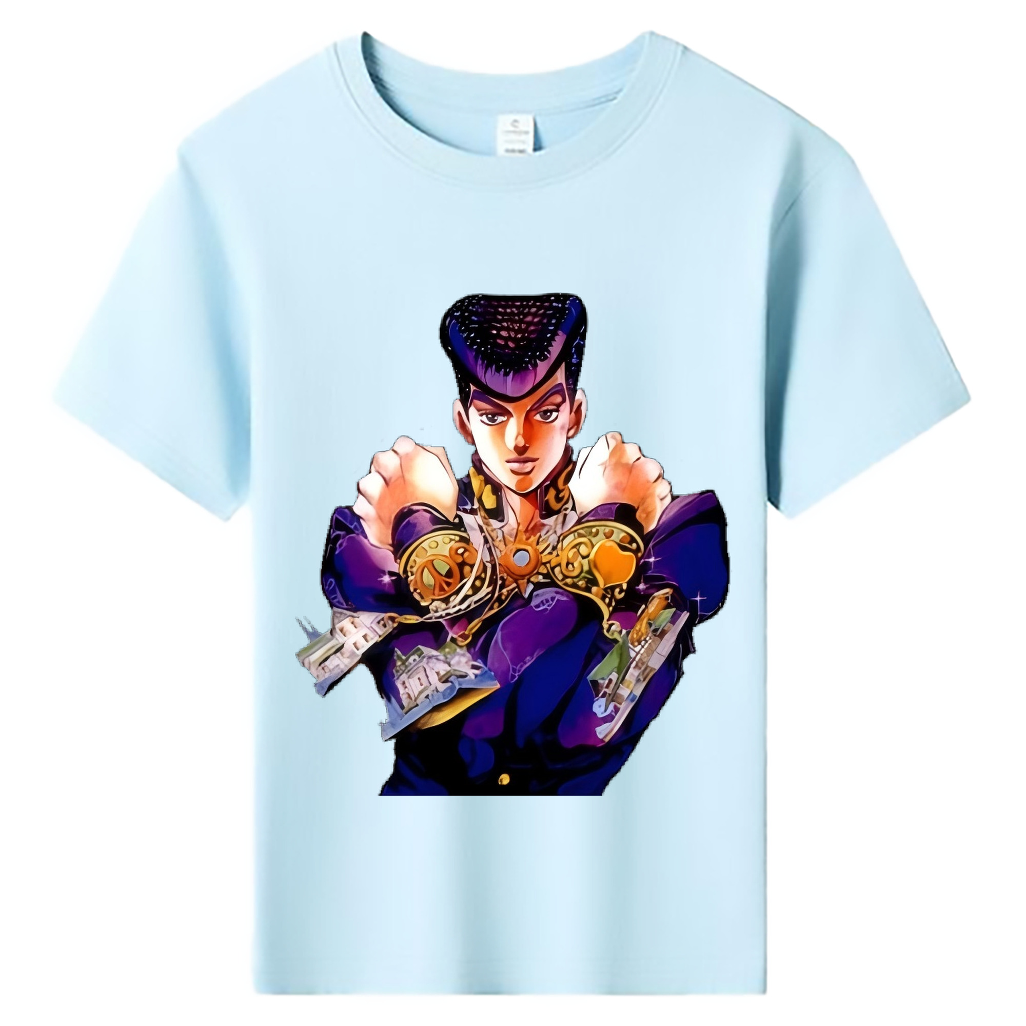 （画像用） ジョジョの奇妙な冒険 ひがしかた じょうすけ JoJo's Bizarre Adventure Higashikata Josuke 綿100％キッズTシャツ（フロントプリント）